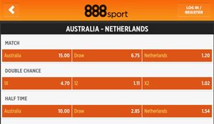Nederland is favoriet voor de wedstrijd tegen Australië.