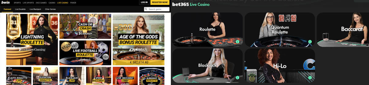Bet365 vs Bwin Live Casino